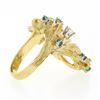 Image 9 : Vintage 18k Gold GIA Pear Cabochon Opal w/ Diamond & Emerald Bark Textured Ring