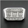 Image 8 : Men's Vintage 14K White Gold 0.70 ctw Pave Old Diamond Grooved Wide Band Ring