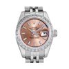 Image 2 : Rolex Ladies Stainless Steel Salmon Dial White Gold Diamond Bezel Datejust Hidde