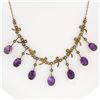 Image 4 : Rare Antique Victorian 14K Gold 14 ctw Oval Amethyst Pearl Fringe Collier Neckla