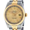 Rolex Mens 2 Tone Yellow Gold And Steel Champagne Tapestry Index 36MM Datejust W