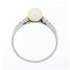 Image 7 : Antique Art Deco.900 Platinum Cultured Pearl Solitaire Single Cut Diamond Ring