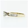 Image 6 : 14k Gold 1.41 ctw Round Diamond Solitaire Channel Baguette Promise Engagement Ri