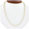 18" Classic 7-7.5mm White Pearl Strand Necklace w/ 14k Gold Grooved Ball Clasp