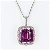 Image 1 : 28.44 ctw Kunzite and 0.53 ctw Diamond 14K White Gold Pendant