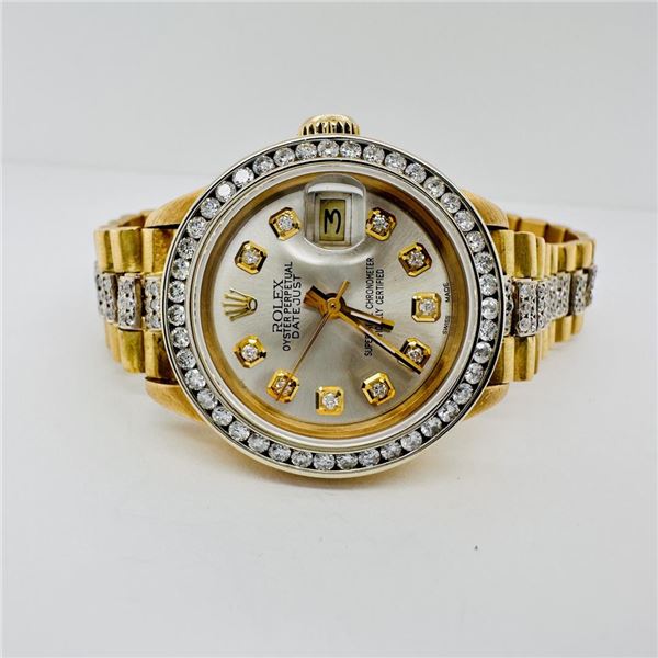 Rolex Ladies President Datejust 26mm Gold w/ Custom Diamonds