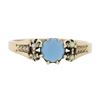Image 4 : Antique Victorian 9k Rose Gold 5mm Round Cabochon Turquoise w/ Seed Pearls Ring