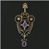 Image 2 : Antique Victorian 15k Gold Amethyst & Demantoid Garnet Dangle Lavalier Pendant