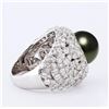 Image 3 : 11mm Tahitian Pearl and 3.00 ctw Diamond 18K White Gold Ring