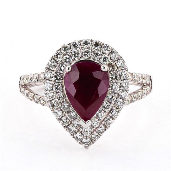 1.52 ctw BURMESE Ruby and 0.82 ctw Diamond Platinum Ring (GIA CERTIFIED)