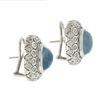 Image 3 : 14K White Gold 20 ctw Aquamarine Cushion Cut w/ Diamond Halo Large Button Earrin