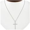 Image 1 : Solid White Gold 0.30 ctw Round Diamond Cross Pendant & 18" Box Link Chain