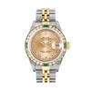 Image 2 : Rolex Ladies Quickset Sapphire 18K Two Tone Champagne Roman Diamond And Emerald