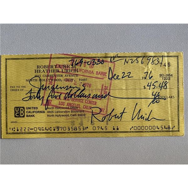 Clint Eastwood Magnum Force Robert Urich signed check