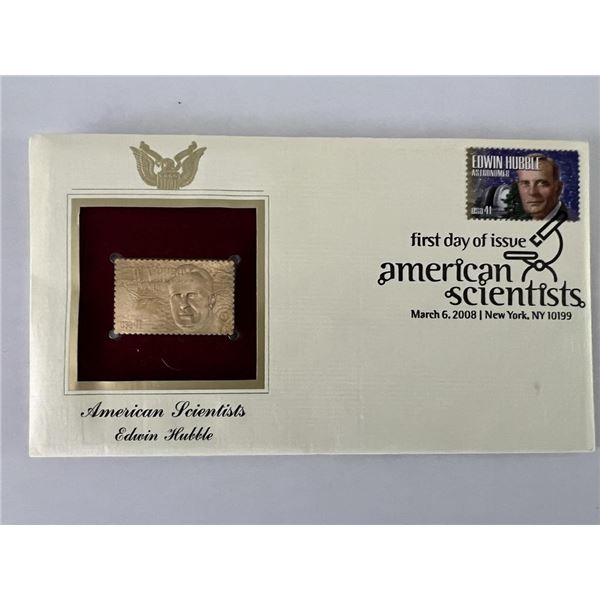 American Scientists Edwin Hubble 22kt gold stamped FDC