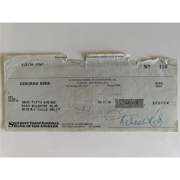 From Here to Eternity Deborah Kerr signed check