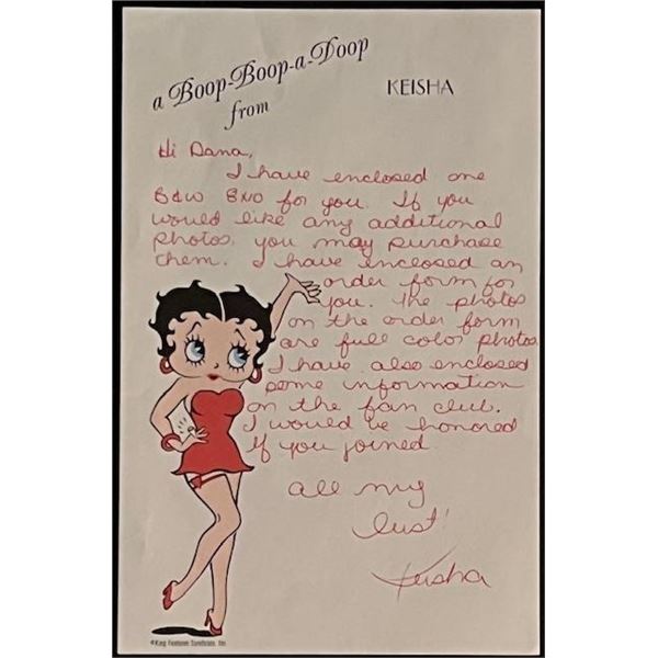 Keisha signed letter on Betty Boop stationary