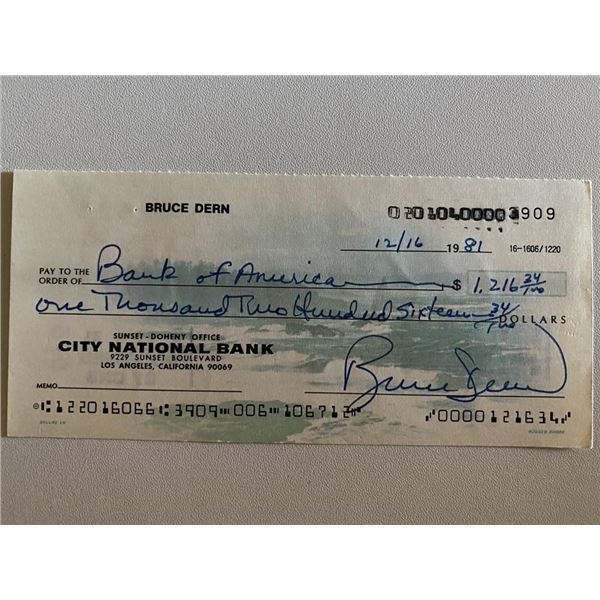 The Hateful Eight Bruce Dern signed check