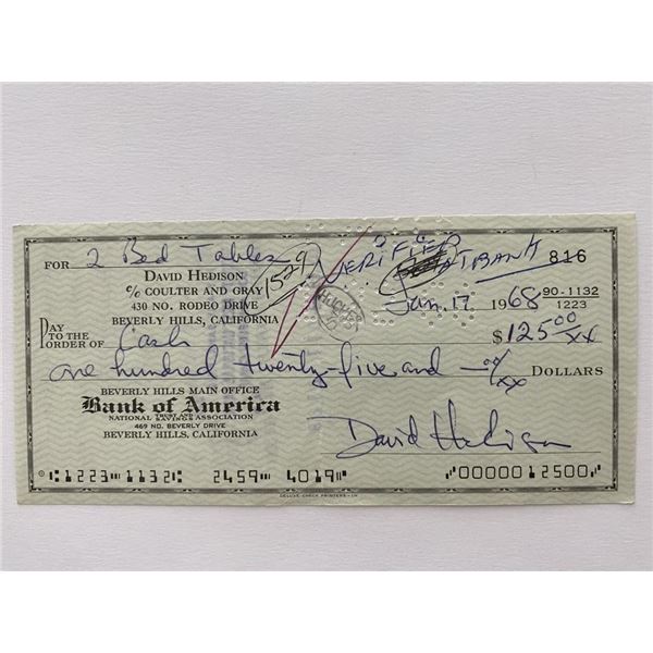James Bond Live And Let Die David Hedison signed check