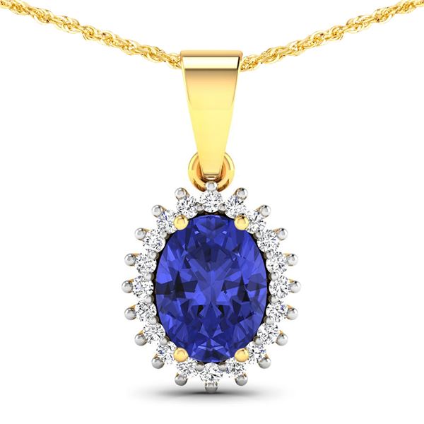 14KT Yellow Gold 1.15ctw Tanzanite and Diamond Pendant