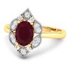 Image 2 : 14KT Yellow Gold 1.5ctw Ruby and Diamond Ring