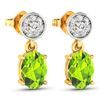 Image 3 : 14KT Yellow Gold 1.26ctw Peridot Topaz and Diamond Earrings