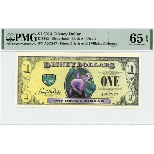 2013 $1 Ursula Disney Dollar PMG 65EPQ