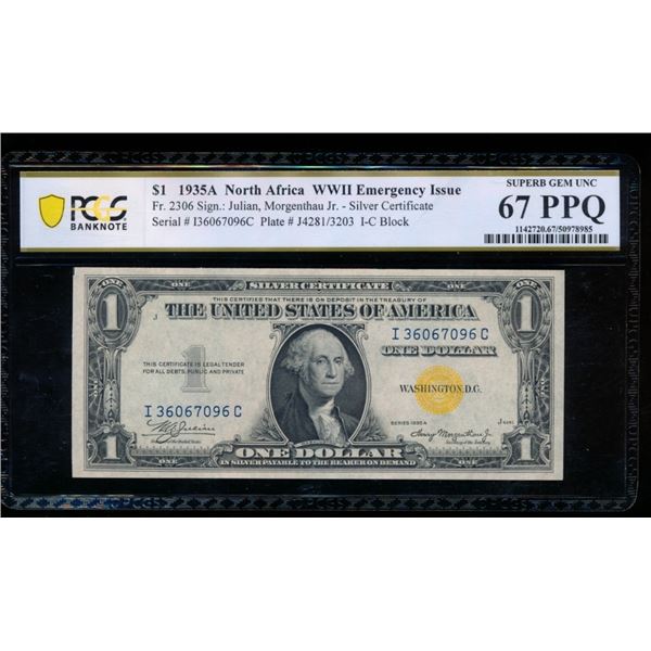 1935A $1 N Africa Silver Certificate PCGS 67PPQ