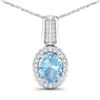 14KT White Gold 1.4ctw Aquamarine and Diamond Pendant