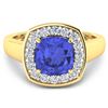 Image 2 : 14KT Yellow Gold 1.99ct Tanzanite and Diamond Ring