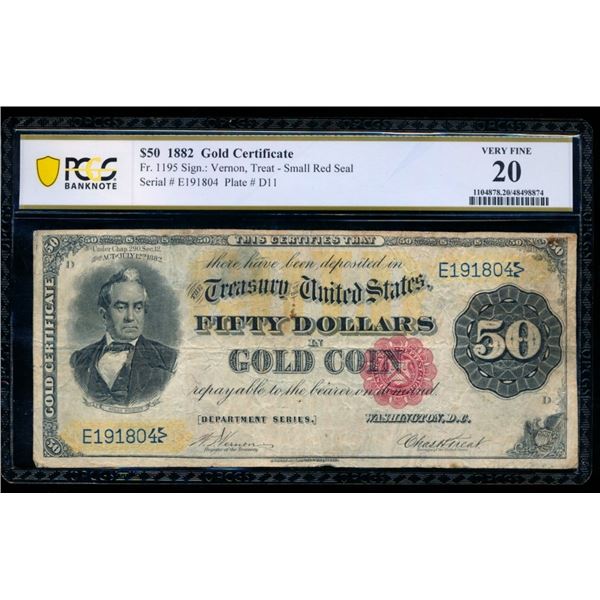 1882 $50 Gold Certificate PCGS 20