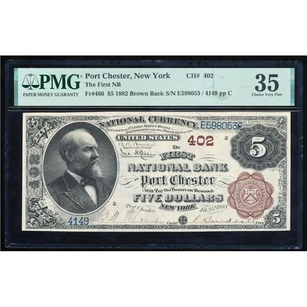 1882 $5 Port Chester NY National PMG 35