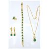 Image 2 : 18 Kt Yellow Gold Plate 4 Piece Simulated Emerald Jewelry Set