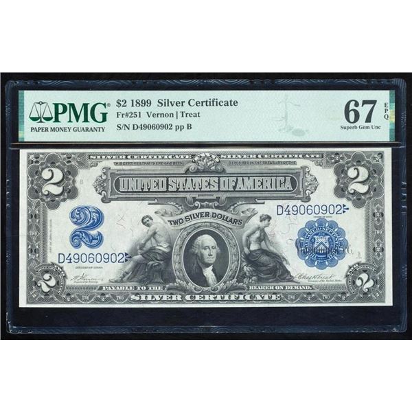 1899 $2 Mini Porthole Silver Certificate PMG 67EPQ