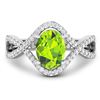 Image 3 : 14KT White Gold 1.05ctw Peridot and Diamond Ring