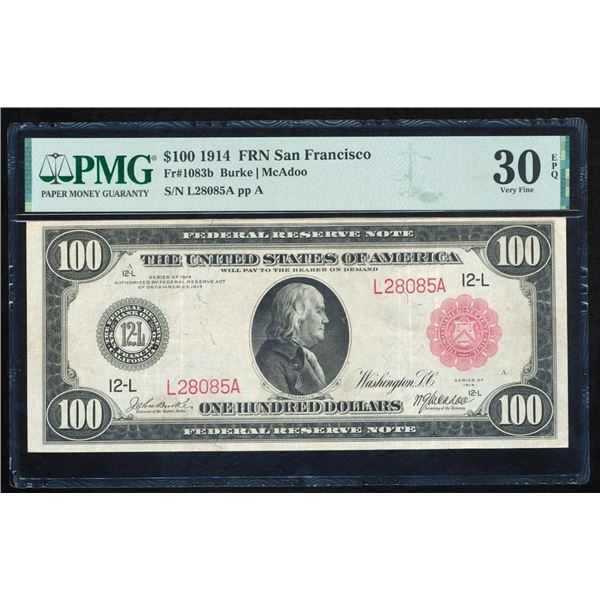 1914 $100 Red Seal San Francisco FRN PMG 30EPQ