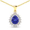 14KT Yellow Gold 3.25ctw Tanzanite and Diamond Pendant