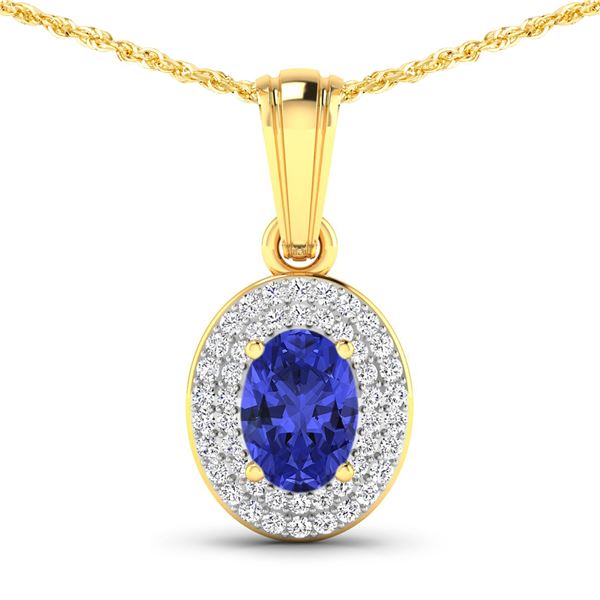 14KT Yellow Gold 0.62ctw Tanzanite and Diamond Pendant