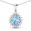 14KT White Gold 2.3ctw Aquamarine and Diamond Pendant