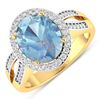 14KT Yellow Gold 2.9ctw Aquamarine and Diamond Ring