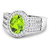 Image 2 : 14KT White Gold 1.6ctw Peridot and Diamond Ring