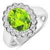 Image 1 : 14KT White Gold 2.3ctw Peridot and Diamond Ring