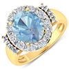 14KT Yellow Gold 2.9ct Aquamarine and Diamond Ring