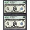 Image 1 : Lot of Two Consecutive 1914 $5 Chicago FRN PMG 45 and 55