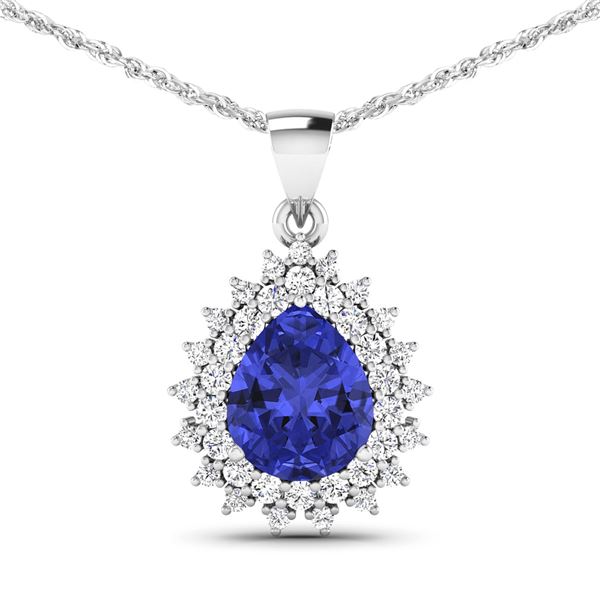 14KT White Gold 3.25ctw Tanzanite and Diamond Pendant