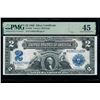 1899 $2 Mini Porthole Silver Certificate PMG 45