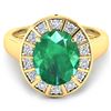 Image 2 : 14KT Yellow Gold 3.14ct Zambian Emerald and Diamond Ring