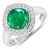 14KT White Gold 2.07ctw Zambian Emerald and Diamond Ring