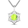Image 2 : 14KT White Gold 1.85ctw Peridot and Diamond Pendant