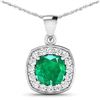 Image 1 : 14KT White Gold 2.00ct Zambian Emerald and Diamond Pendant with Chain